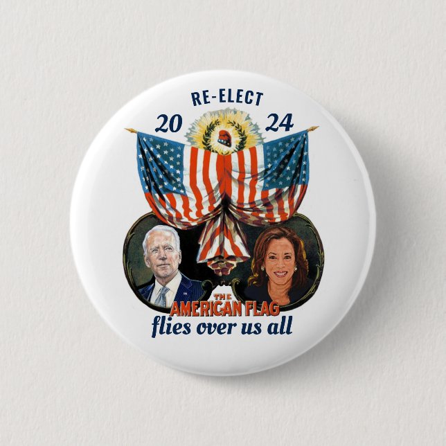 Re-elect Biden Harris 2024 6 Cm Round Badge (Front)