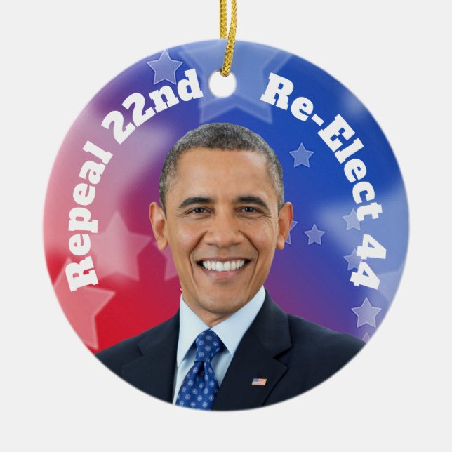Re-Elect President Obama Ceramic Tree Decoration (Front)