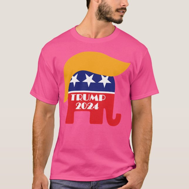Re-Elect President Trump 2024 Republican Elephant  T-Shirt (Front)