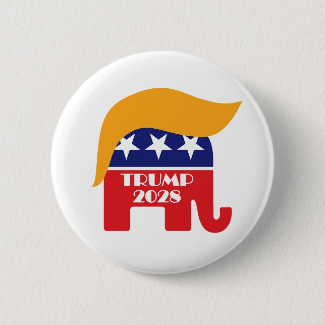 Re-elect President Trump 2028 3rd Term 6 Cm Round Badge (Front)