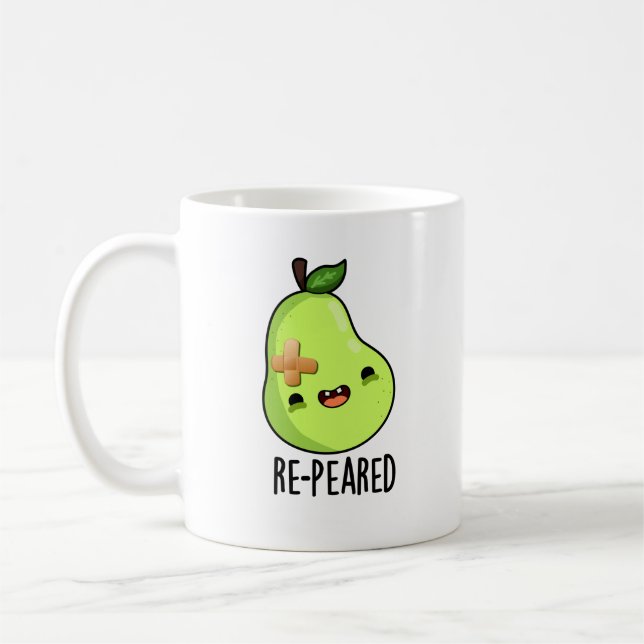 Re-peared Funny Fruit Pear Pun  Coffee Mug (Left)