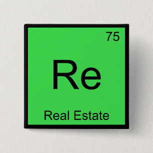 Re - Real Estate Chemistry Element Symbol Funny T 15 Cm Square Badge