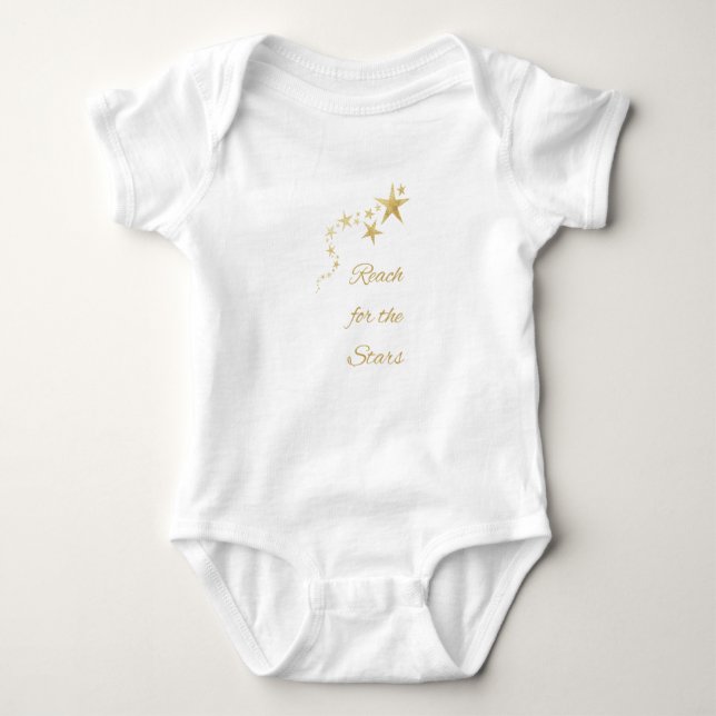 Reach For The Stars, Gold Design, Baby Nursery   Baby Bodysuit (Front)