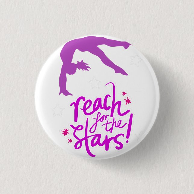 Reach for the Stars Gymnastics Tumbling  3 Cm Round Badge (Front)