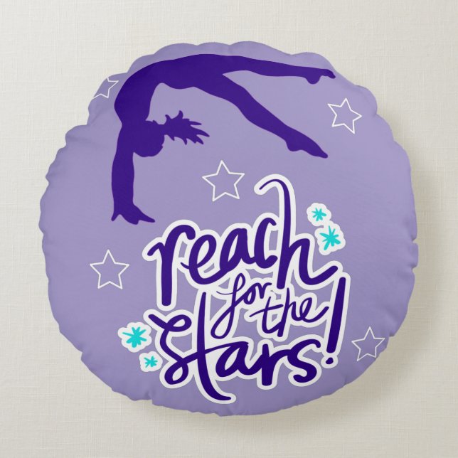 Reach for the Stars Gymnastics Tumbling    Round Cushion (Front)