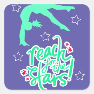 Reach for the Stars Gymnastics Tumbling   Square Sticker