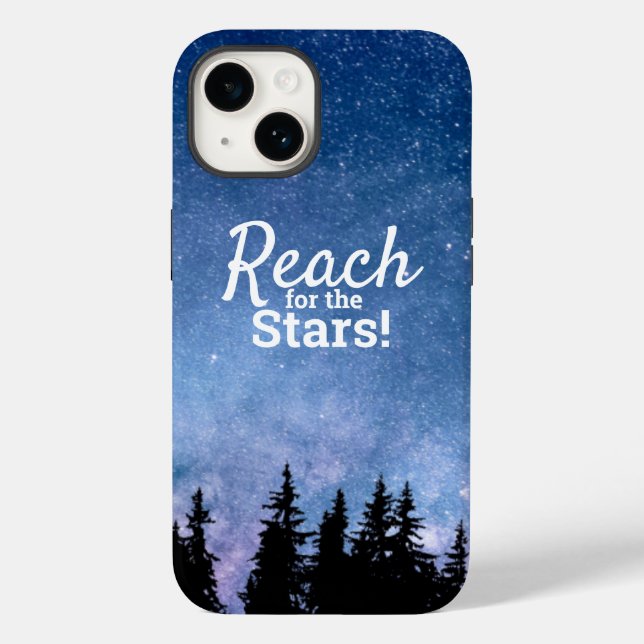 Reach For the Stars Motivation Quote Starry Night Case-Mate iPhone Case (Back)