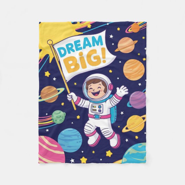 Reach for the Stars Space Adventure Fleece Blanket (Front)