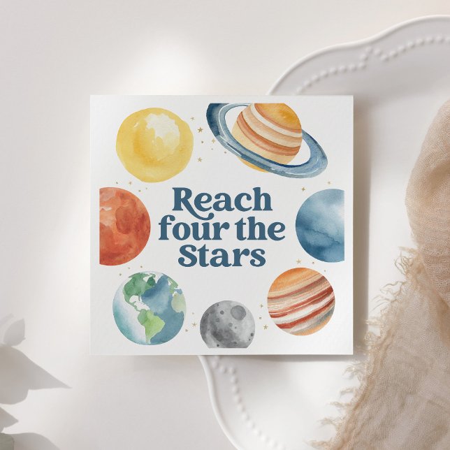 Reach Four the Stars Outer Space 4th Birthday Napkin (Creator Uploaded)