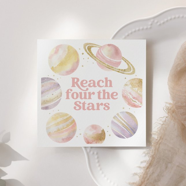 Reach Four the Stars Outer Space 4th Birthday Napkin (Creator Uploaded)