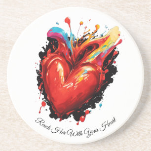 Reach Her With Your Heart Hoodie Coaster