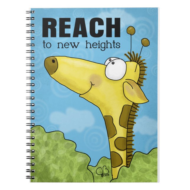 Reach to New Heights Giraffe Spiral Notebook (Front)