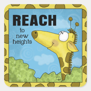 Reach to New Heights Giraffe Square Sticker