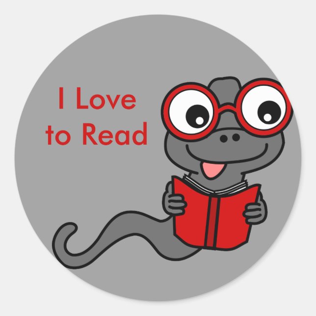 Read a Book Month: I Love Reading Classic Round Sticker (Front)