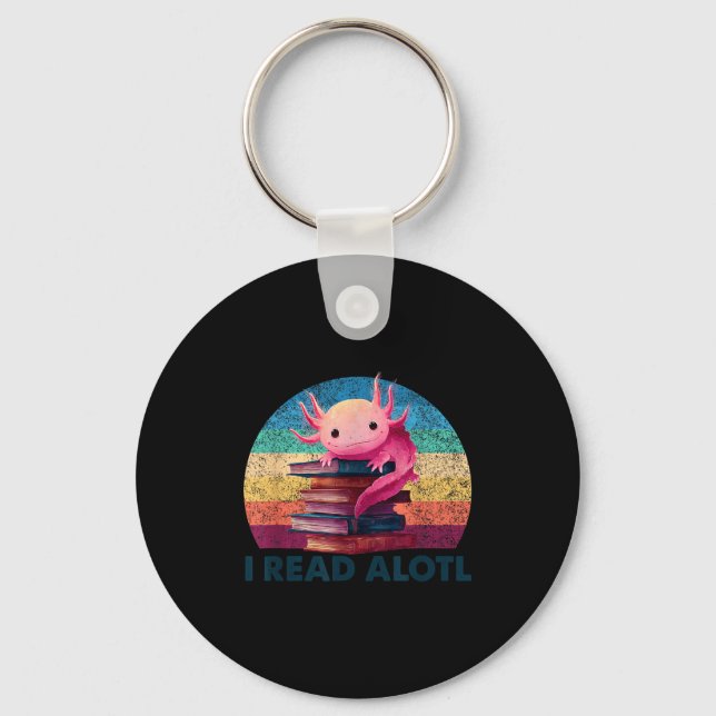 Read a'lotl axolotl book lover librarian reading key ring (Front)