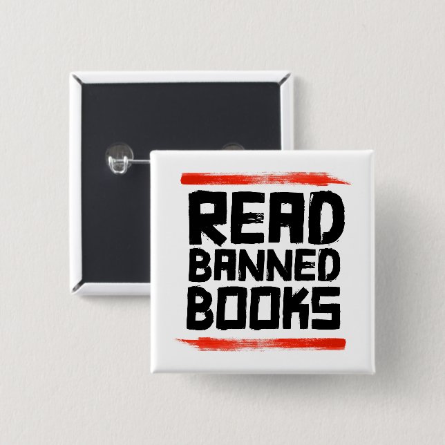 READ BANNED BOOKS 15 CM SQUARE BADGE (Front & Back)