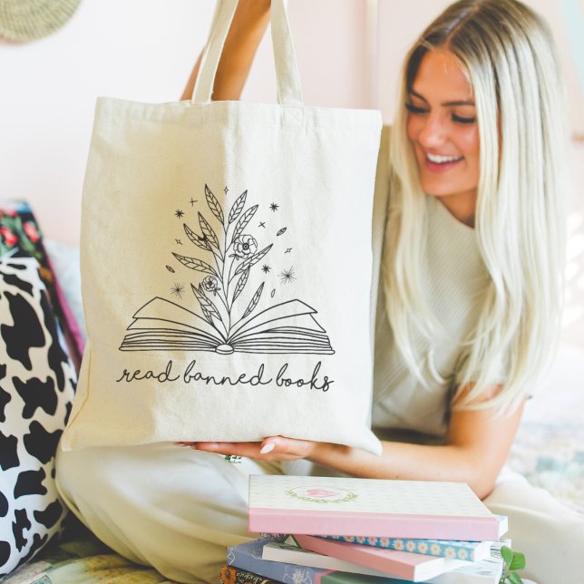 Read Banned Books Blooming Floral Book Tote Bag (Creator Uploaded)