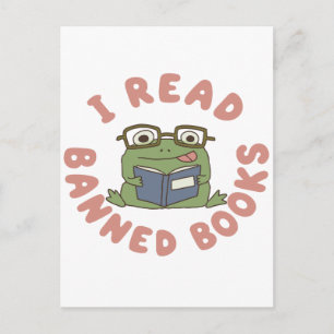Read Banned Books Funny Frog Reading Postcard