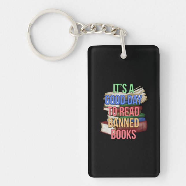 Read Banned Books Librarian Bookworm Book Reader Key Ring (Front)