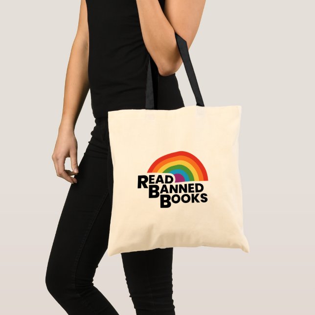Read Banned Books Lover Cute Rainbow  Tote Bag (Front (Product))