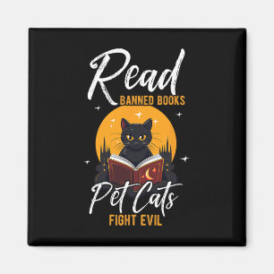 Read Banned Books Pet Cats Fight Evil Read Banned Magnet