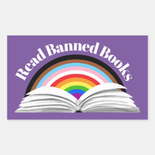 Read Banned Books Progress Pride Rectangular Sticker