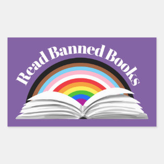 Read Banned Books Progress Pride Rectangular Sticker