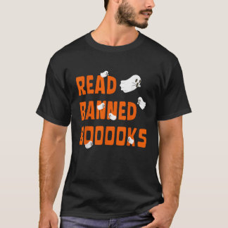 Read Banned Books Reading Boo Funny Ghost Orange L T-Shirt