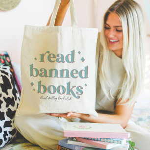 Read Banned Books Retro Lettering Personalised Tote Bag