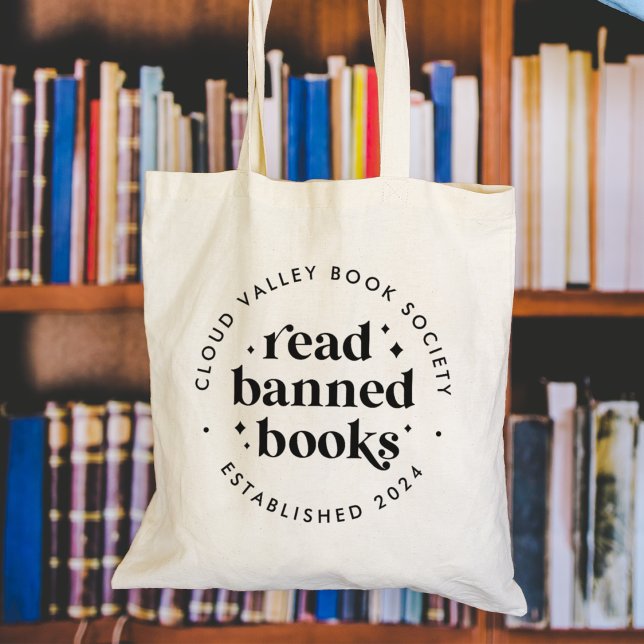 Read Banned Books Retro Lettering Personalised Tote Bag (Creator Uploaded)