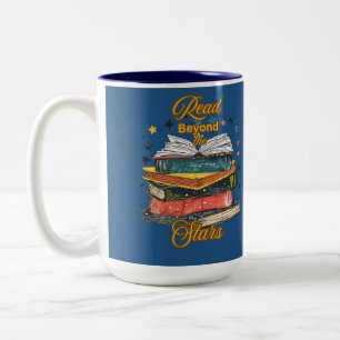 Read Beyond The Stars Vintage Book Lover Coffee Two-Tone Coffee Mug