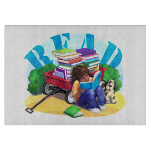 READ Book Wagon Art Cutting Board