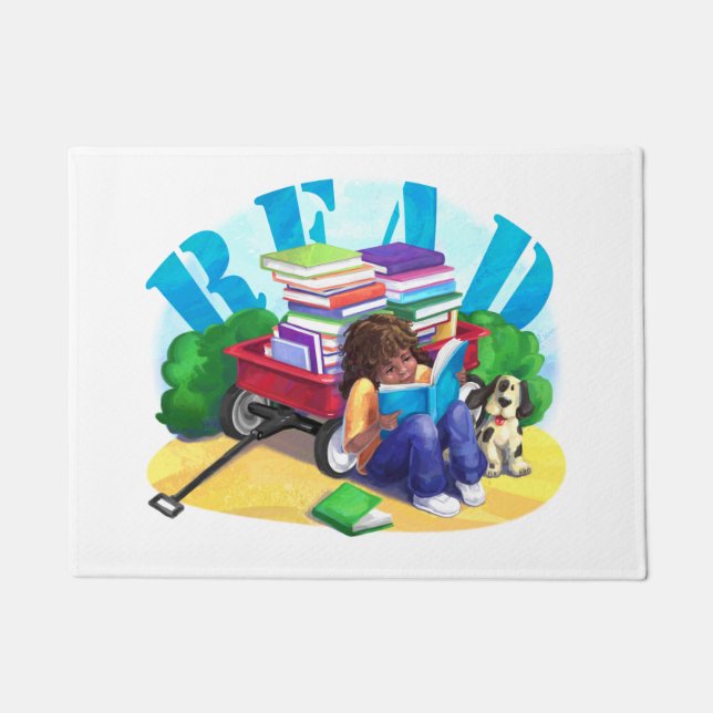 READ Book Wagon Art Doormat (Front)