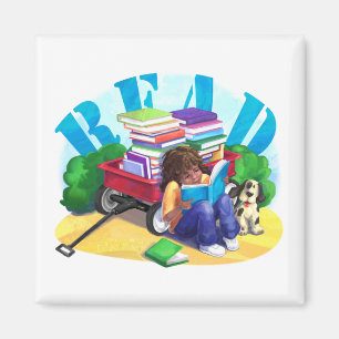 READ Book Wagon Art Magnet
