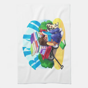 READ Book Wagon Art Tea Towel