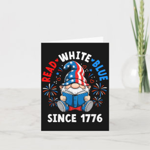 Read Books 4th of July Gnome Red White Blue Fun Card