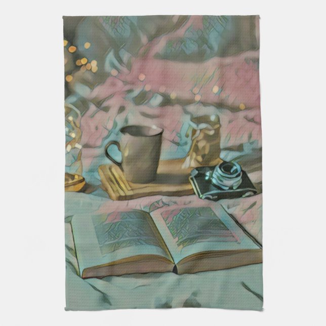 Read Books, Drink Coffee Tea Towel (Vertical)
