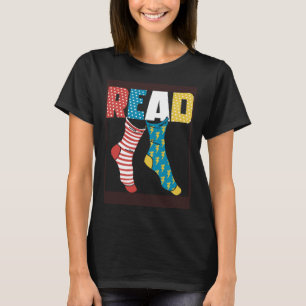 Read Books Wacky Socks Reading Teacher Book Nerds T-Shirt