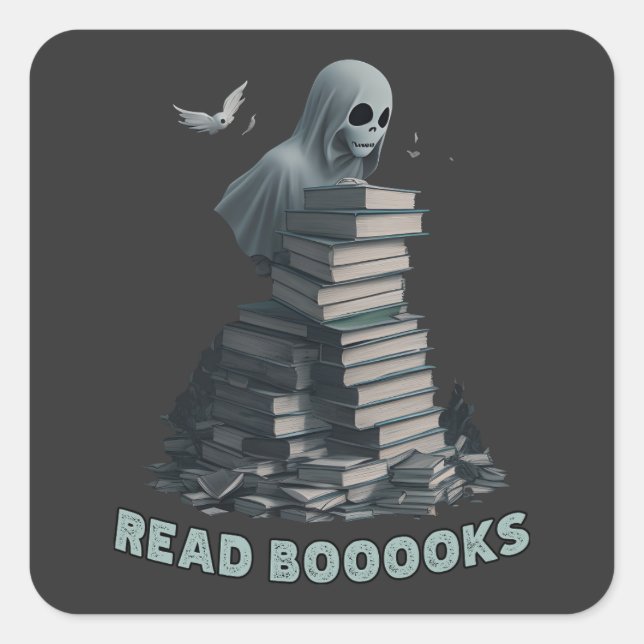 Read booooks, Ghost reading books Square Sticker (Front)