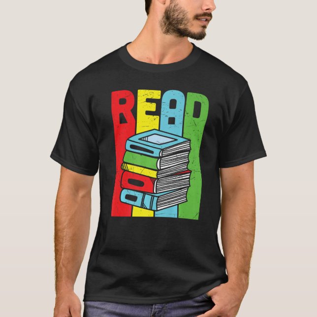 Read Colourful Book Reading T-Shirt (Front)
