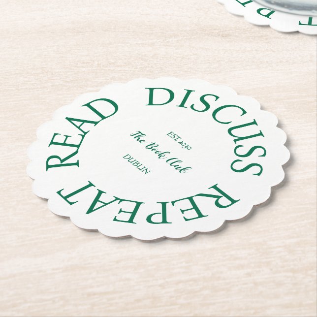 Read Discuss Repeat The Book Club Paper Coaster (Angled)