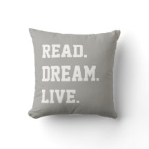 Read Dream Live. Grey White Text. Chevron Back