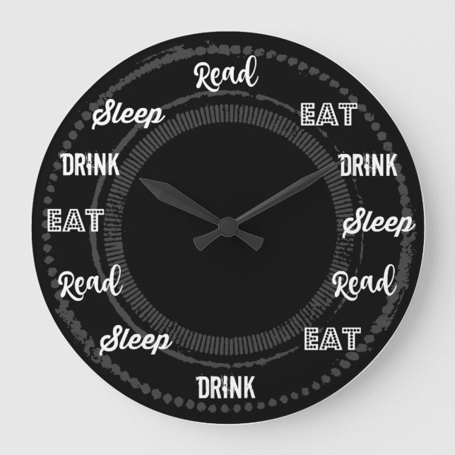 Read Eat Drink Sleep Repeat Large Clock (Front)