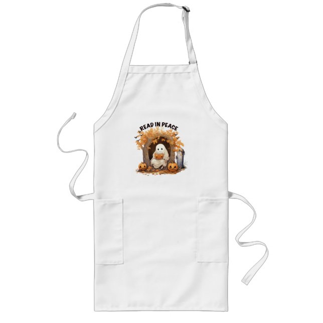 Read in Peace Boo Ghost Long Apron (Front)