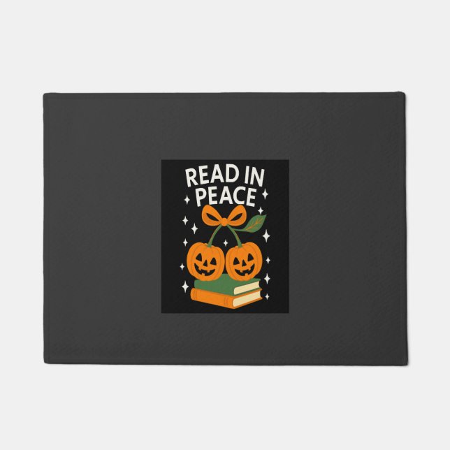 Read in Peace Funny Halloween Book Doormat (Front)