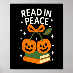 Read in Peace Funny Halloween Book Poster