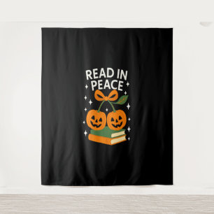 Read in Peace Funny Halloween Book Tapestry
