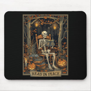 Read In Peace Skeleton Halloween Read Banned Books Mouse Pad