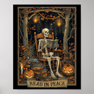 Read In Peace Skeleton Halloween Read Banned Books Poster