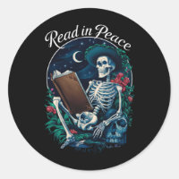 Read in Peace Skeleton Reading Book Lover Bookish 